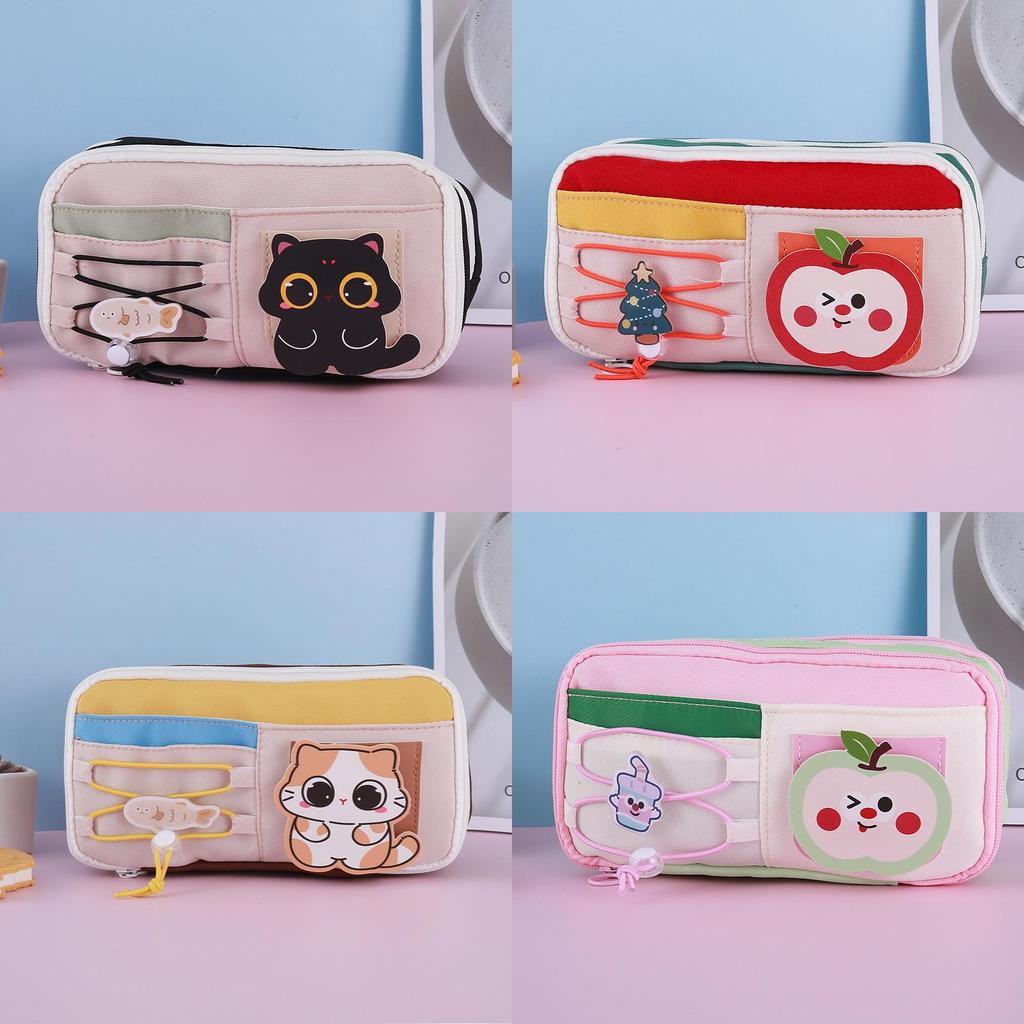 Cute Canvas Pencil Bag With Detachable Organizer For Girls And Boys