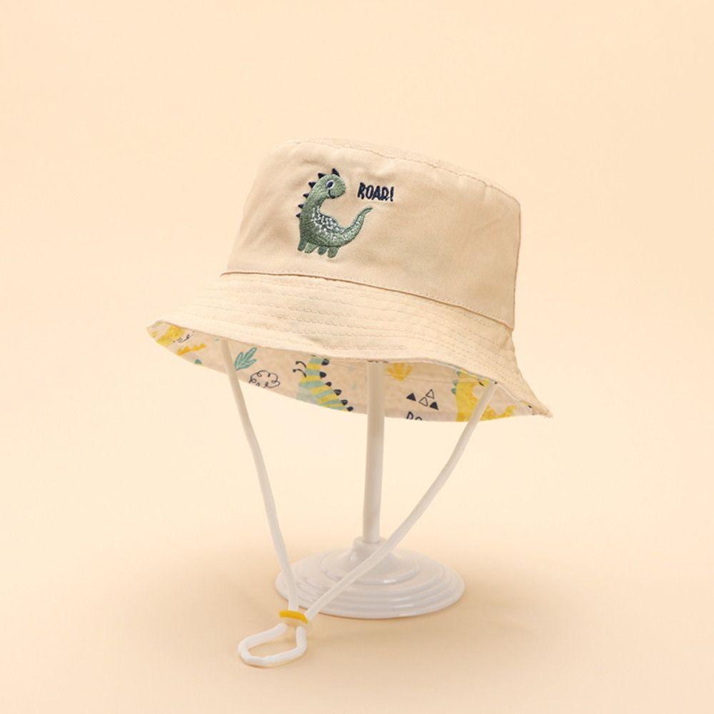 Cartoon Dinosaur Children Fisherman Hat Windproof Baby Capybara Sun Cap Cute Kids Bucket Hat  Girl