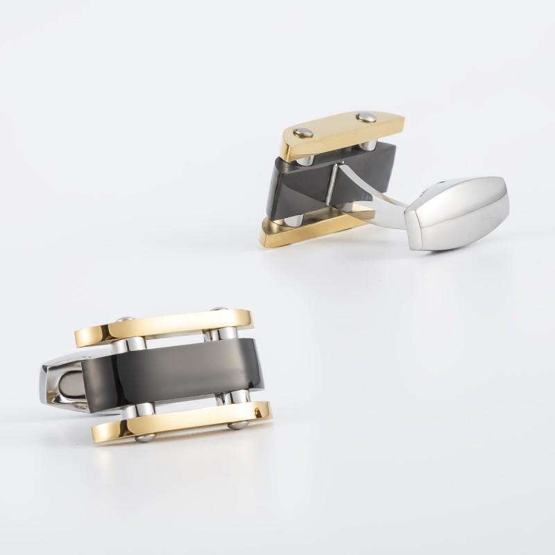 

High Quality Two-color Stainless Steel Cufflinks Men s French Shirt Natural золотой