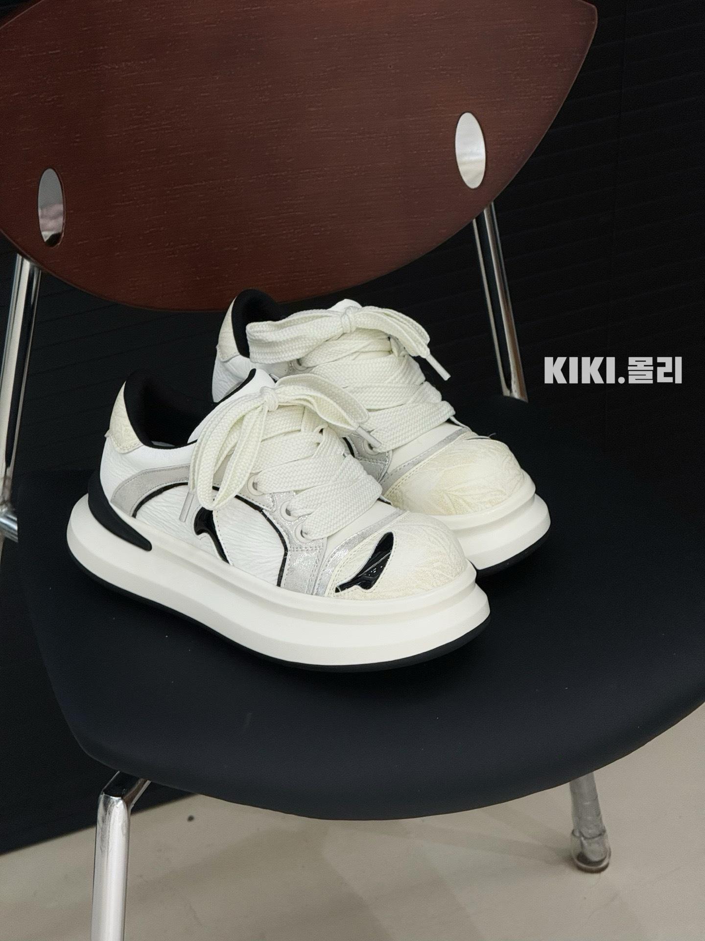 

H55 Обувь Панды Постмодернистская Эстетика Легкая Роскошь Платформа Обувь для Скейтборда Высота 5 см Обувь 40 чёрный