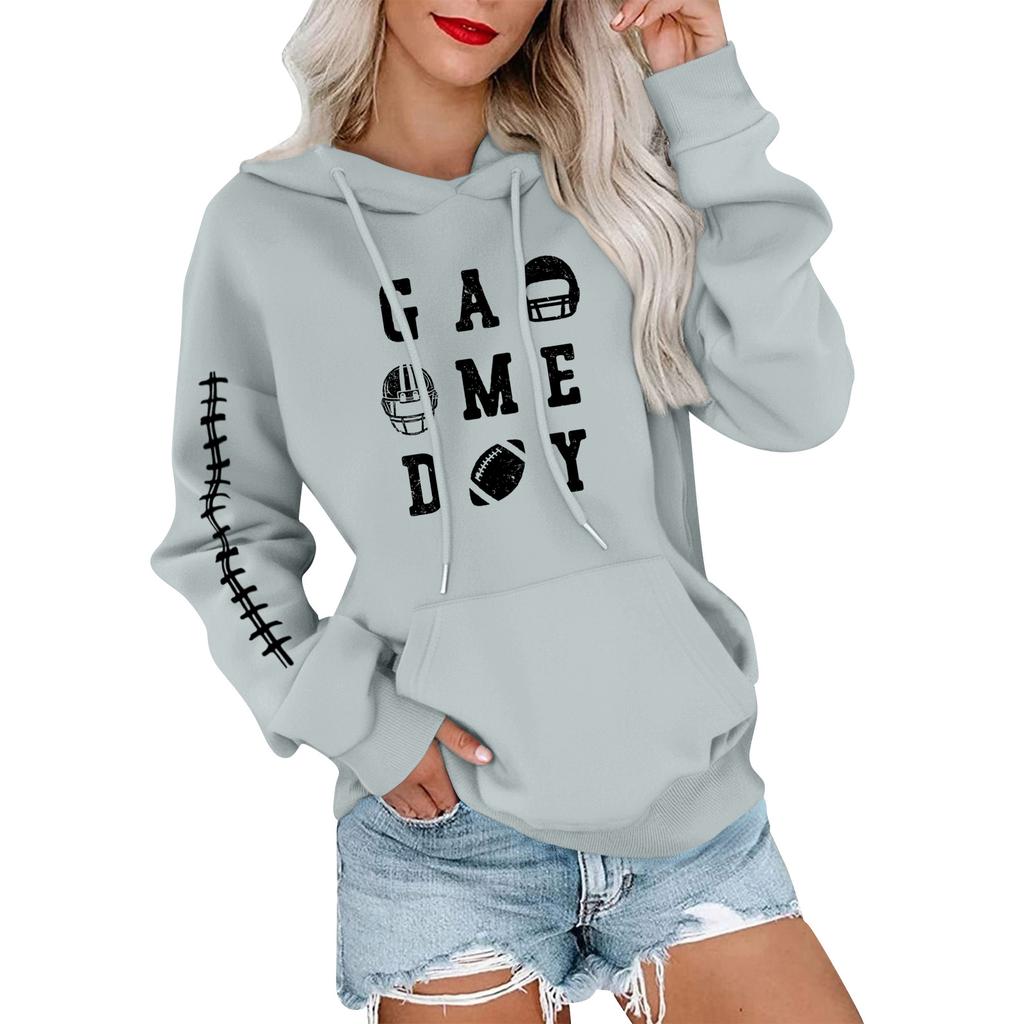 Women's Fashionable, Casual, Comfortable Round-neck, Hooded, Long-sleeved, Rugby-print Warm Sweater