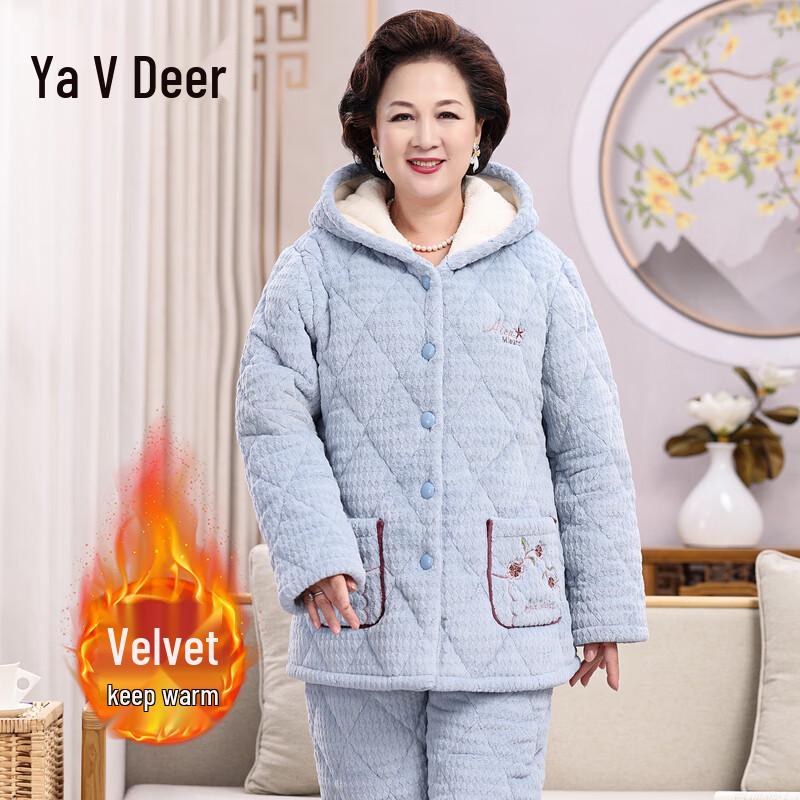 

Женская зимняя утолщенная пижама из кораллового флиса с подкладкой Yalu XL