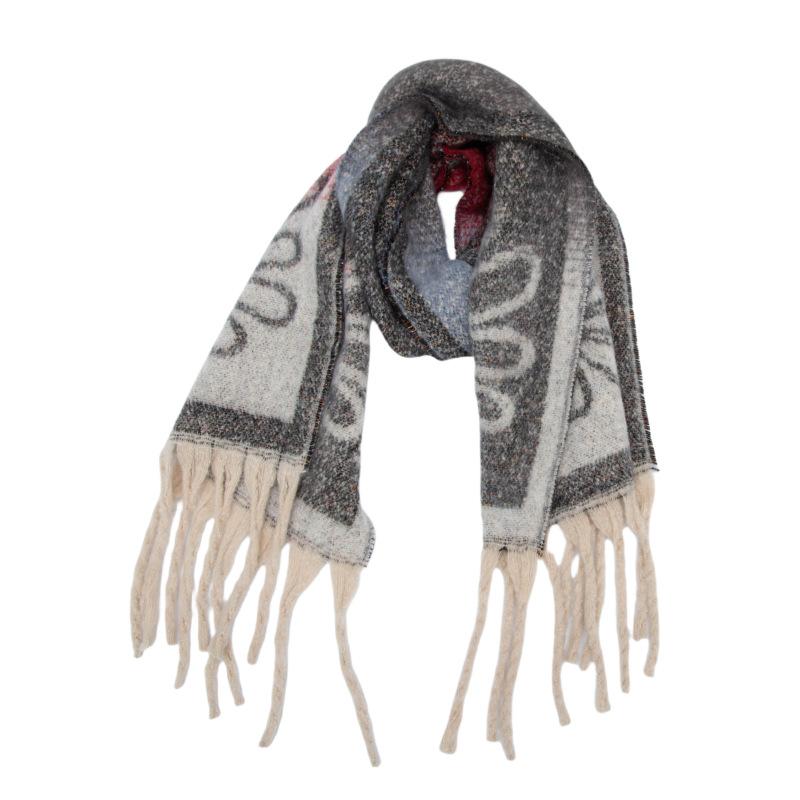 Autumn and winter new loop yarn imitation mohair jacquard small flower scarf
