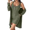 Women's Comfortable Casual Fashionable Color U-neck Vest Dress Jacket Two-piece Set