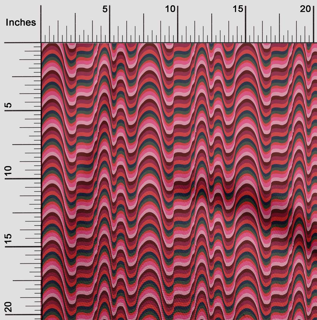 oneOone Cotton Flex Fabric Waves Flame Stitch Print Fabric By The Yard 40 Inch