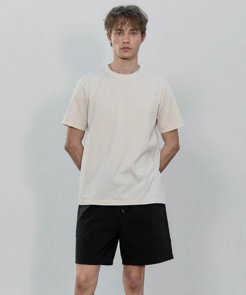 BASIC HOUSE Cool Sorona Regular Fit Round Neck Short Sleeve T-Shirt Ivory Lzts3107