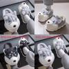 Winter Cartoon Husky Cotton Slippers With Plush Material For Home Comfort