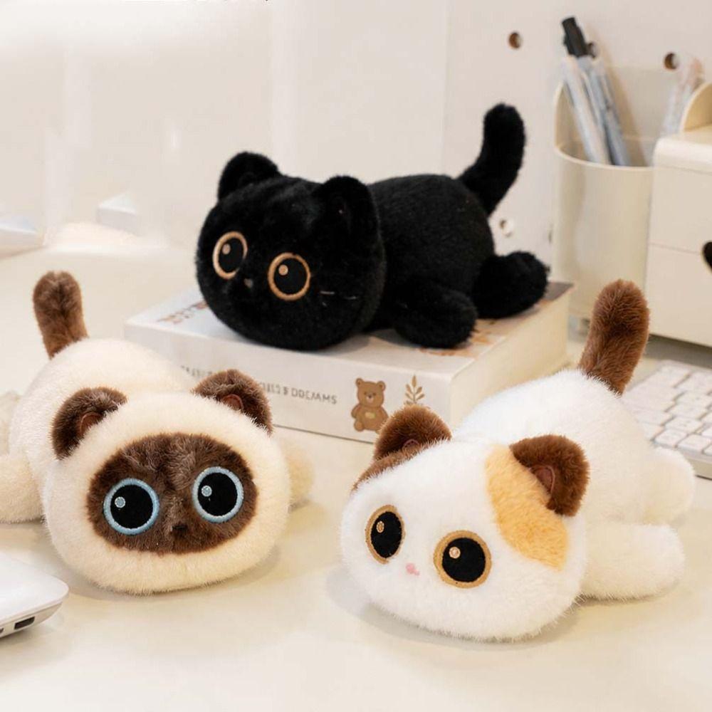 Cute Big Eyes Cat Plush Toy Soft Siamese Cat  Plush Doll Simulation Cat Plush Doll  Home Decoration
