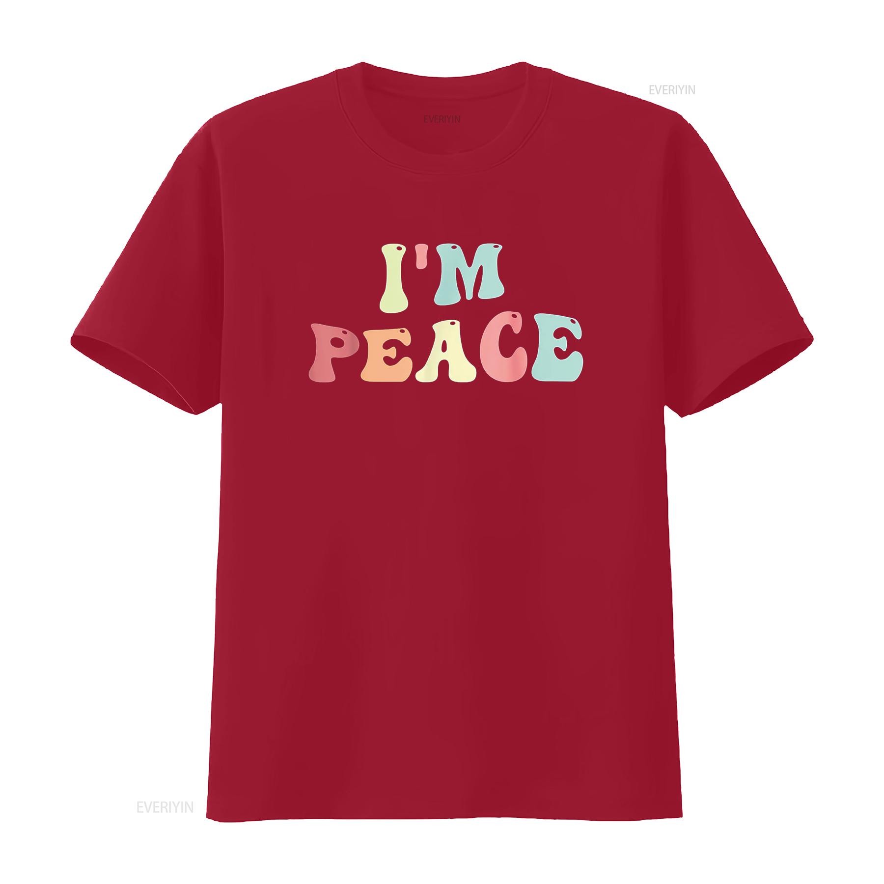 Im Peace I Come In Matching Groovy Retro T Shirt vintage Washed Top For Everyday Wear fashion graphic Unisex Slightly Casual S