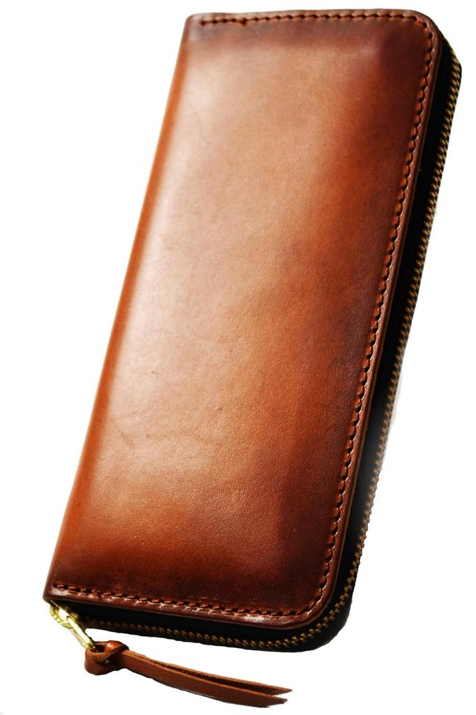atelierCODEL Long Wallet with Round Made with Genuine Tochigi Made in Japan Men's Zipper, Leather, (Hand-Dyed Brown)