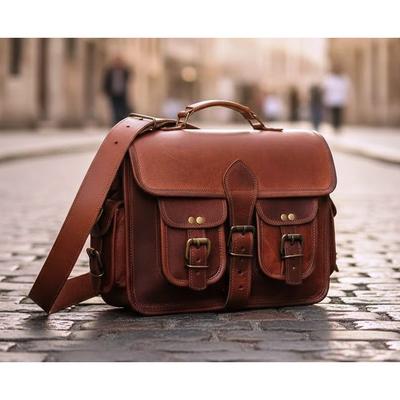 Herren Echtes Vintage Handdecore Leder Messenger Schulter Laptop Tasche Aktentasche