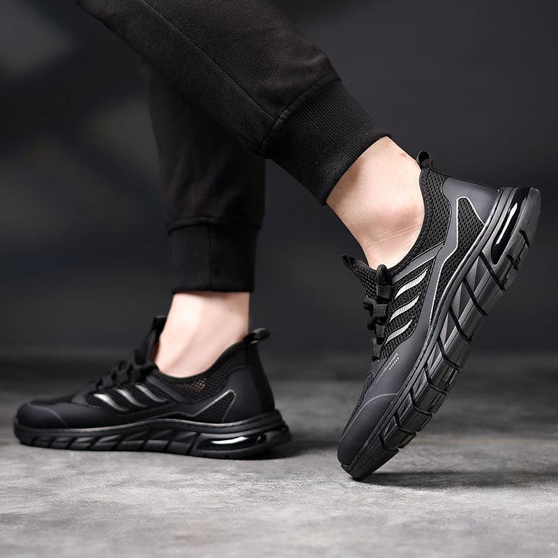 Summer men's shoes 2025 new black fly-woven non-slip mesh shoes men's breathable sports shoes soft-soled casual shoes men's