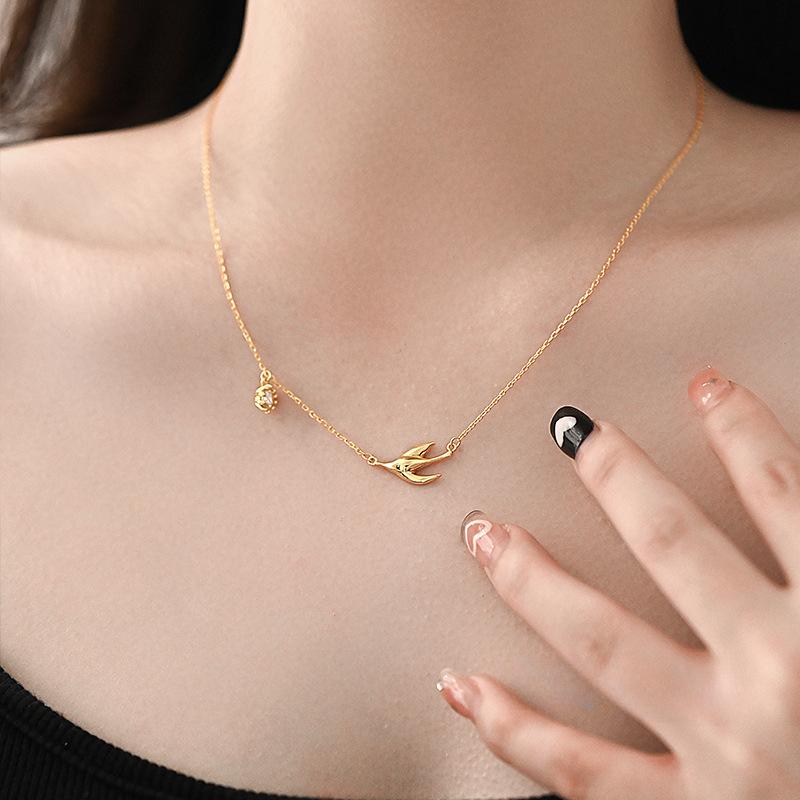 Collier Hirondelle Zircon, Luxe Léger, Haute Qualité, Design Petit Groupe, Chaîne Collier Animal, Nouveau Style Féminin
