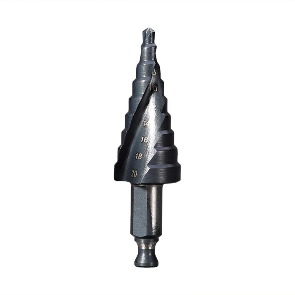 New Spiral Groove Step Drill Bit 4-20mm Wear-Resistant Punch Holes Drill Bit Faster Drilling Wood Metal Hole Opener