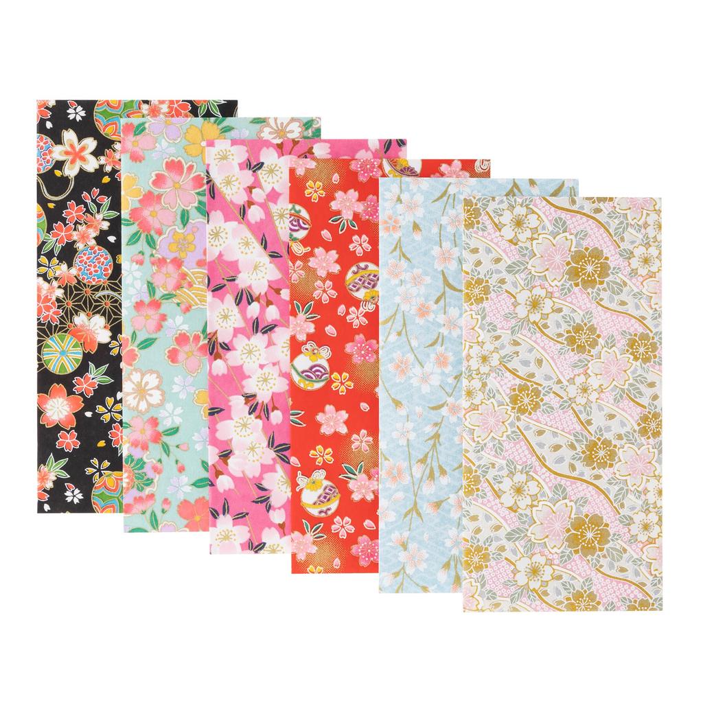 Kawasumi Washi Special Selection Cherry Blossom Pattern Kyoto Yuzen Washi Yen 8 X Various Cherry Blossom Pack of 6 10,000 Envelopes, 16.5cm, Patterns,
