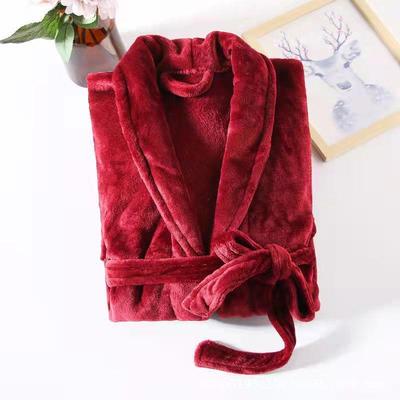Damen-Badezimmer-Bademantel aus Korallenfleece - Dickes, warmes Flanell für Herbst/Winter - Weicher Morgenmantel im Hotelstil