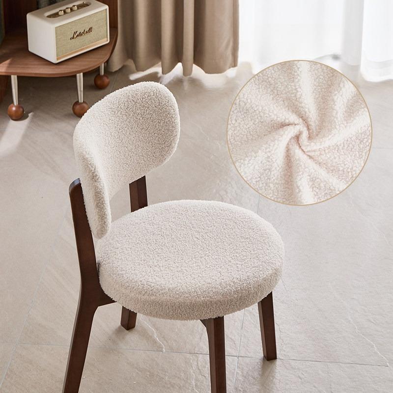 

1Set Teddy Fleece Chair Cover with Curved Backrest Anti-Scratch Stretch Seat Protector for Dining Chair Round Stool 1Set бежевий
