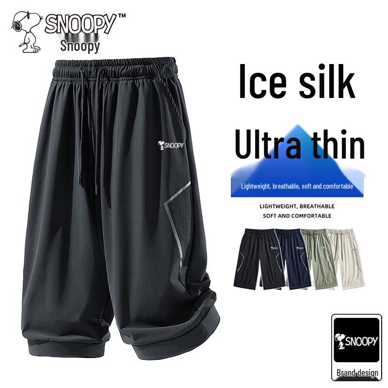 SNOOPY Men s Cool-Touch Breathable Casual Shorts L
