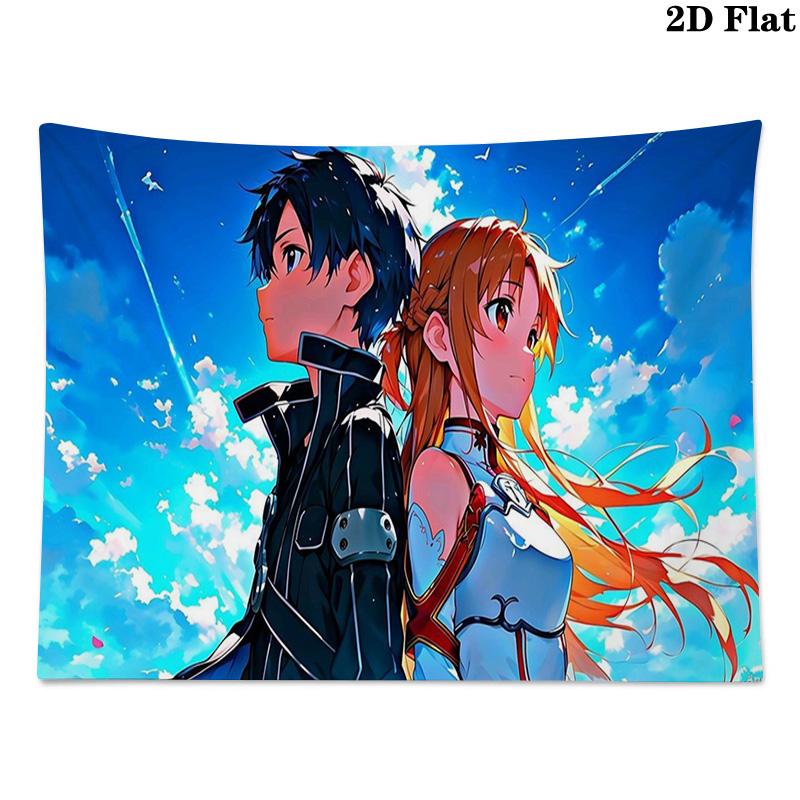 Sword Art Online Wall Tapestry Aesthetic Wall Hanging Printed Fabric Blanket Decorative Tapestries for Bedroom Living Room Home Decor