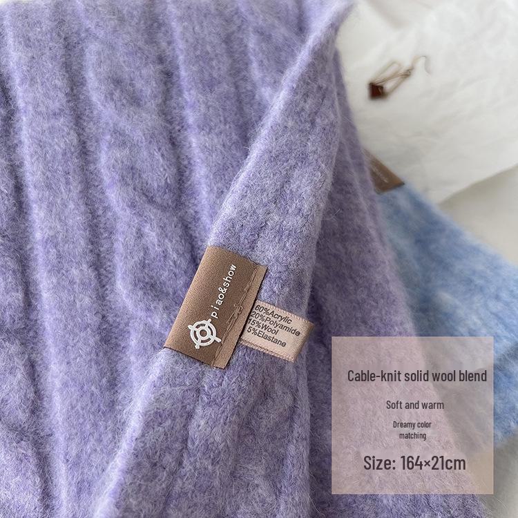 Korean Retro Pattern Wool Blend Scarf - Warm, All-Match, Unisex Winter Neckwear