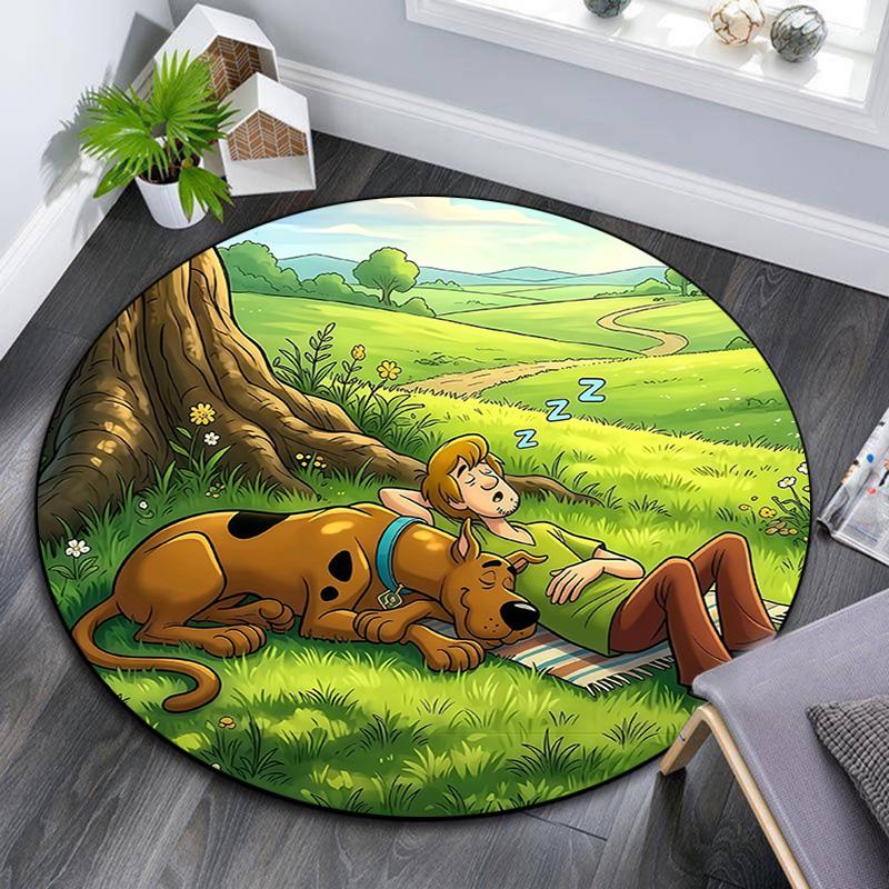 Scooby‑Doo Round Area Rug,Carpet Rug for Living Room Bedroom Sofa Playroom Decor,Non-slip Floor Mat
