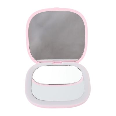 Specchio da Trucco LED Ingrandimento 3X Doppia Faccia Pieghevole Portatile Illuminazione Bianca Specchio Rosa