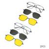 Metal 3 In 1 New Style Magnet Clip On Glasses Frame Trend Polarized Sunglasses For Men  Optical Computer Glasses UV400 7009