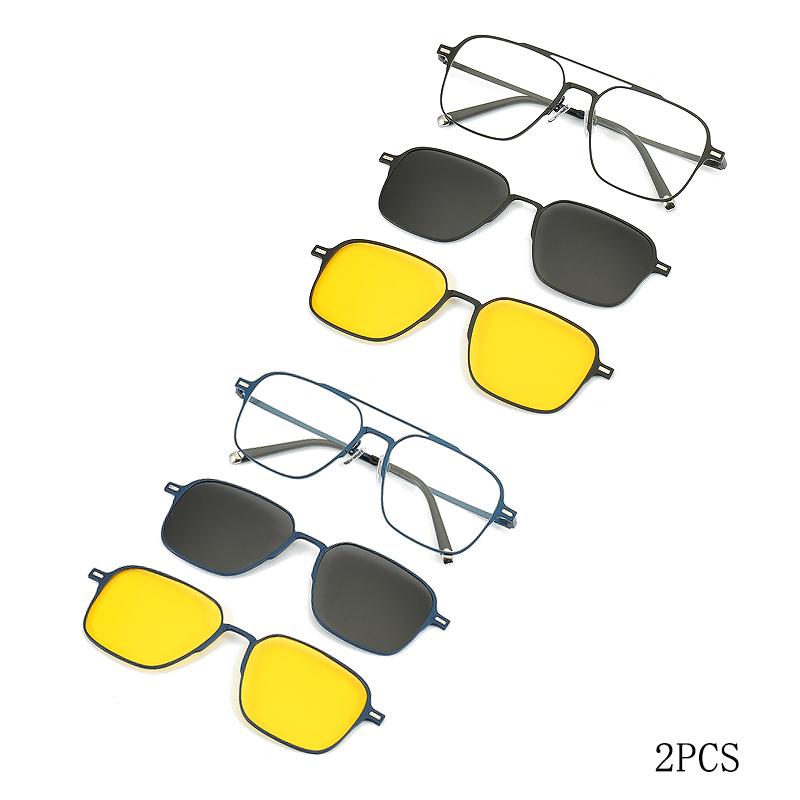 Metal 3 In 1 New Style Magnet Clip On Glasses Frame Trend Polarized Sunglasses For Men  Optical Computer Glasses UV400 7009