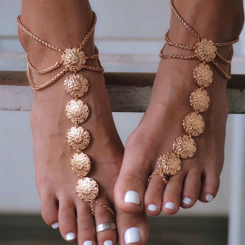 Summer Foot jewelry metal gold carving anklet nice gift for Women to beach A-39