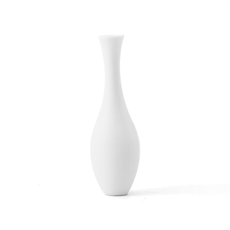 New Chinese Mini White Porcelain Flower Utensil, Ceramic Vase Zen Green Dill Copper Coin Grass Flower Insert White Water Flower