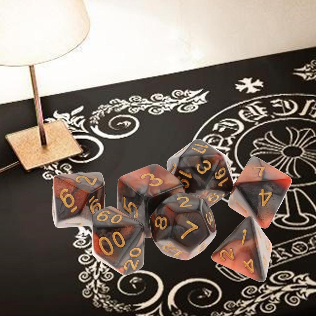 7pcs/set Colors Acrylic Polyhedral Dice Set D4 D6 D8 D10 D12 D20 7-Die Astrology Dice Props for DND Family Games Table Games