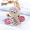 Wear-resistant Keychain Sparkling Rhinestone Bee Cute Animal Key Ring Bag