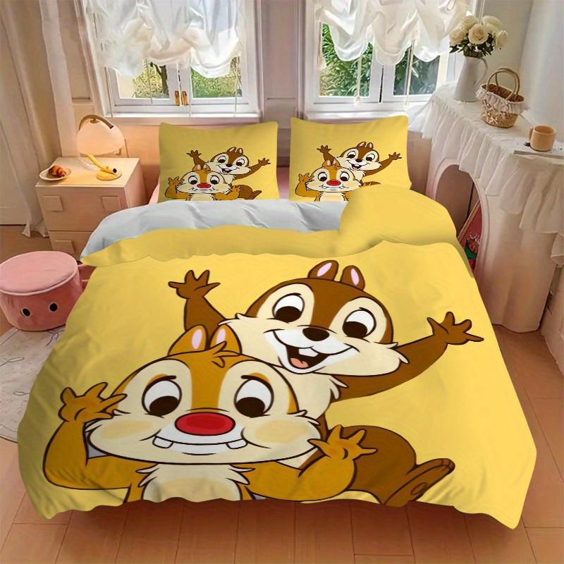 3pcs Happy Chip 'n' Dale Bedding Set, Including 1 Quilt Cover and 2 Pillow Shams, Without Filling, Soft and Comfortable Home Bedroom Fabric, Fash
