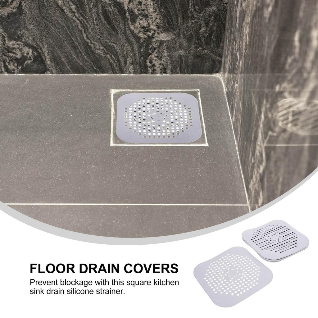 4Pcs Kitchen Floor Drain Silicone Strainer Square Sink Hair Catcher Non-Clogging Bathroom Floor Hair Catcher Cover Shower Drain