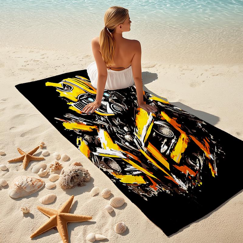 Beach Towel with Bumblebee and Optimus Prime3 Pattern - soft,absorbent,machine washable Lightweight&Modern,swimming,Travel Essentials