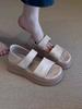 Soft leather~ platform sandals women's summer wear retro casual heightening skirt beautiful versatile soft-soled Roman shoes