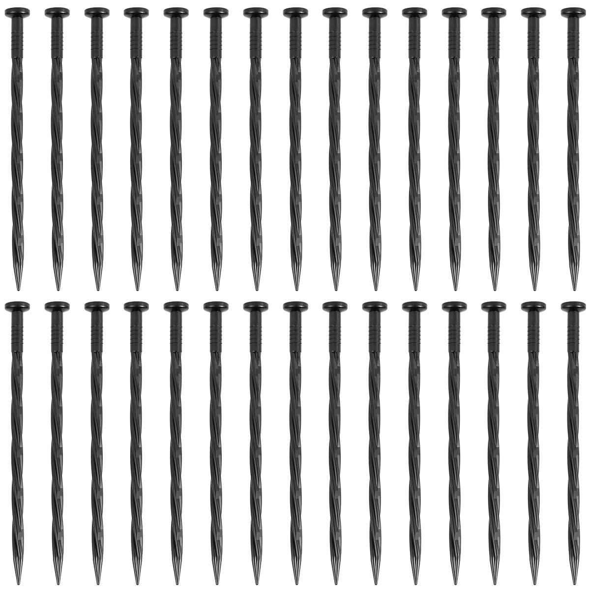 

30Pcs Landscape Edging Nails Plastic Black Garden Anchor Stakes Lawn Edging Nail Tent Landscape Anchoring Spike Weed Barriers M&Other