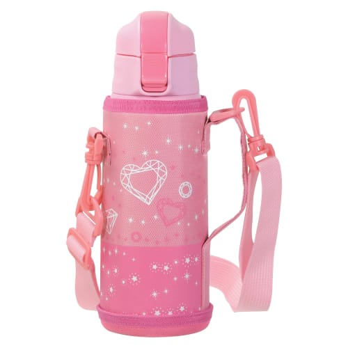 PEARL METAL Water Bottle, 600ml (0.6L), Direct Drink, Insulated, Sports Drink, Pink, with Pouch, Kids Charger, HC-120