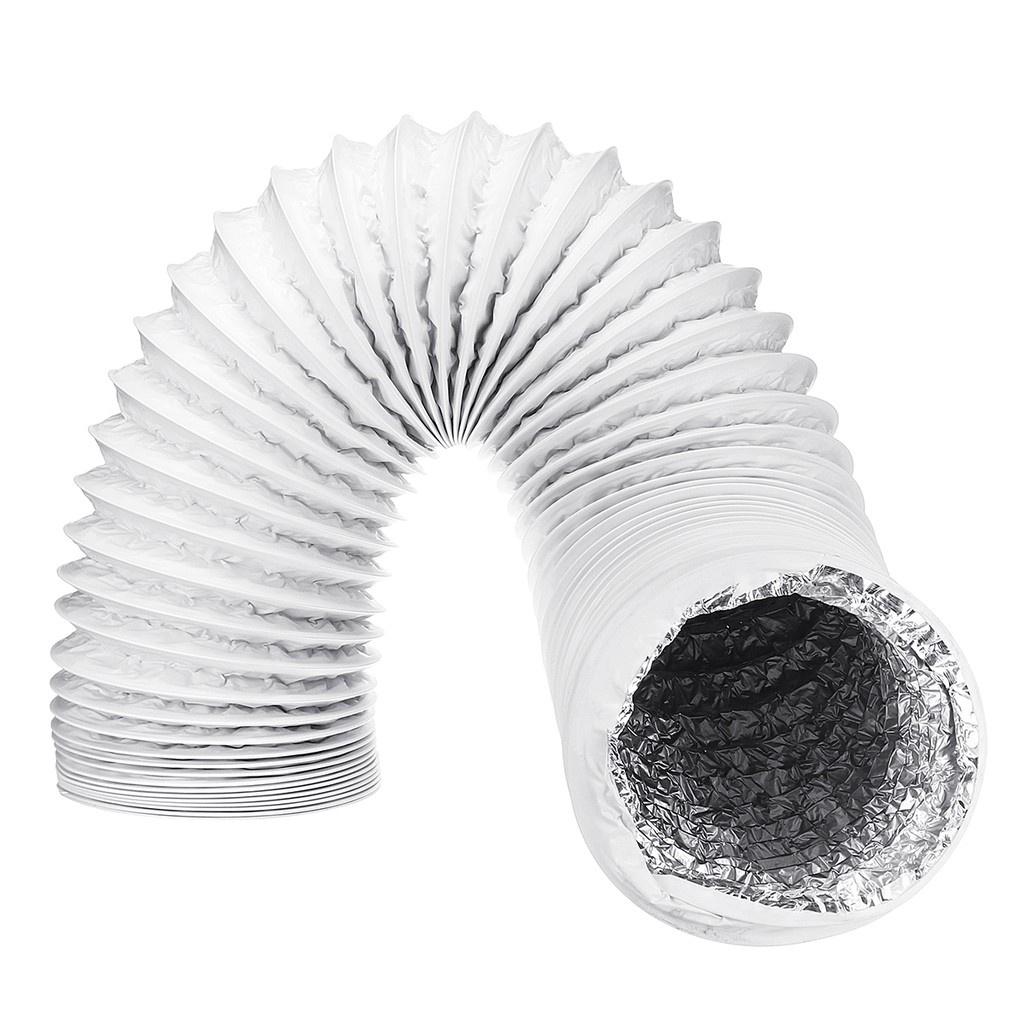 Universal Portable Air Conditioner Exhaust Hose Tube Window Pipe Interface Aluminum Foil 5.9"x71"  White+Silver
