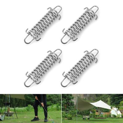 4 Pcs Camping Tent Fixed Buckle Tent Tension Spring Windproof Stainless Steel Rope Tensioner Awning Fixed Hook Buckle