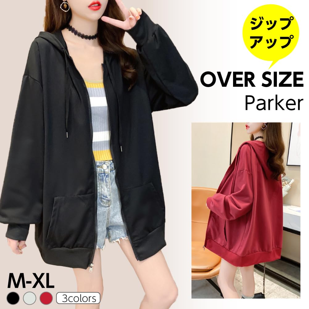 Loose Solid Fall [RREMN] Women's Zip-Up Hoodie, Fit, Lightweight, Color, Hooded, Spring, Summer, (Size L, Black)