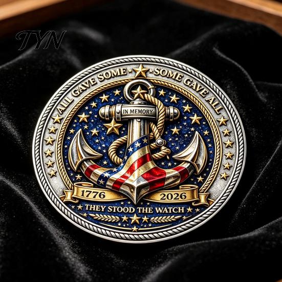 Double-sided Challenge Coin Guardians of The Sea Coin, They Stood Watch Souvenir Carved Engraved Collectible Gift for Navy Veteran Mini