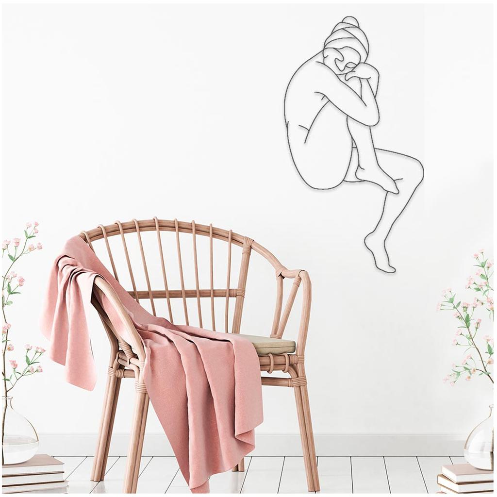 Les Trésors De Lily [A1071] - XXL Metal Decoration 'Seated Woman' Black - 90x44 Cm