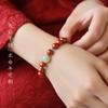 Women's Natural Cinnabar Bracelet Made of High-content Raw Ore of Hetian Jade, Featuring Red Imperial and Purple Gold Cinnabar
