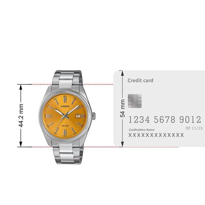 Casio MTP-1302PD-9AVEF Watch, Yellow, MTP-1302PD-9AVEF-AMZUK