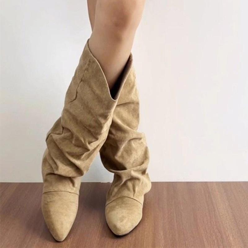2026 new Knee High Women Boots Pointed Toe Flats Shoes Designer Winter Walking Boots Goth Casual Sport Shoes Chelsea Botas Mujer