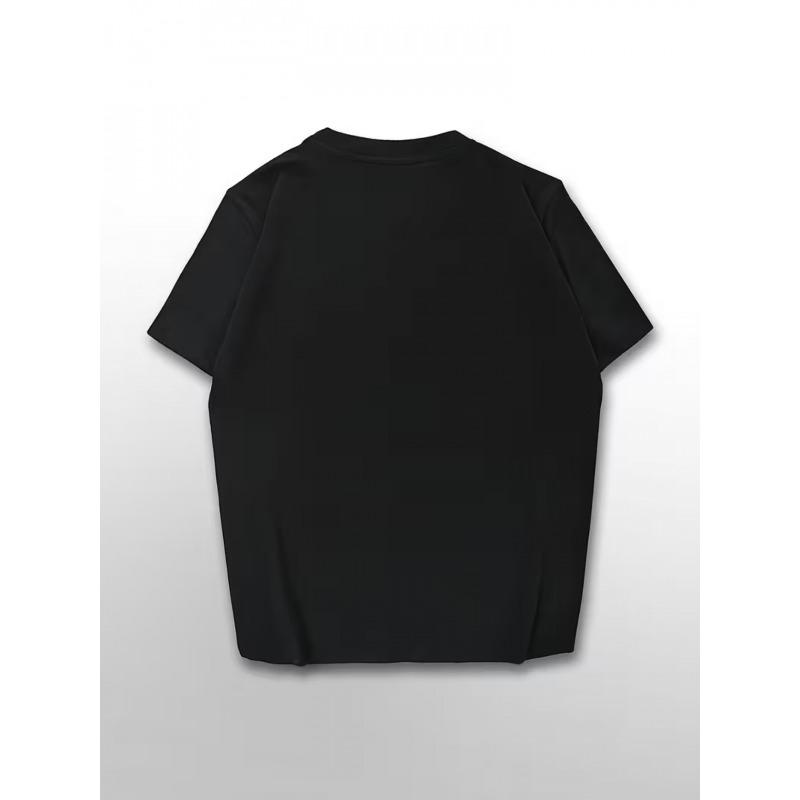 Europäische Größe Herren Retro Western Style Print T-Shirt - Schwarze Basis mit Beigem Druck - Hardcore Actionheld Design - Weiches Atmungsaktives Street Style Oberteil