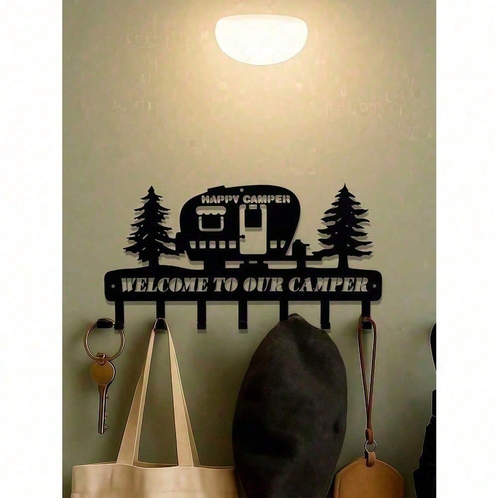 Happy Camper RV Metal Key Holder, Welcome To Our Camper Wall Hook