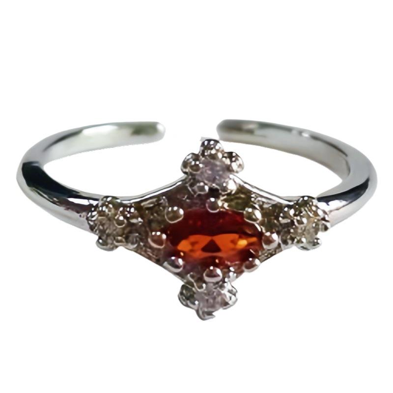 Nischendesign Kalter Wind Zirkon Mondstein Offener Ring Damenmode Französisch Unregelmäßiger Zeigefingerring