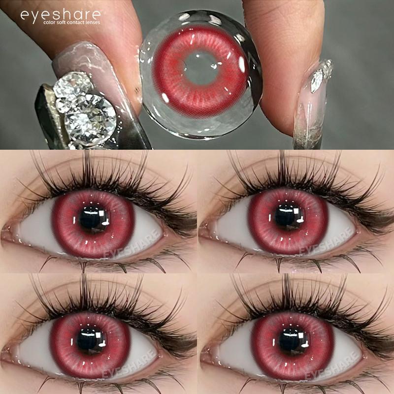 Eyeshare 1 Pair Red Cosplay Contact Lenses for Eyes Halloween Eye Makeup Lens Crazy Cosplay Party Accessories
